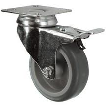 Rubber Swivel Castor - With Brake - 50mm - 50kg load capacity