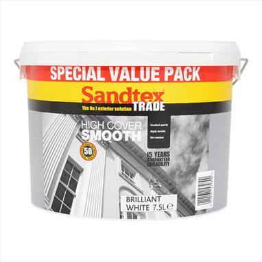 Sandtex Brilliant White Smooth Masonry Paint - 7.5L - Brilliant White- 7.5L
