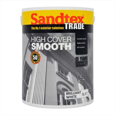 Sandtex Smooth Masonry Paint 5L - Brilliant White - 5L