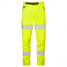 Womens Leo EcoVIz Starcross Hi-Vis Stretch Work Trousers - Yellow - X/Small