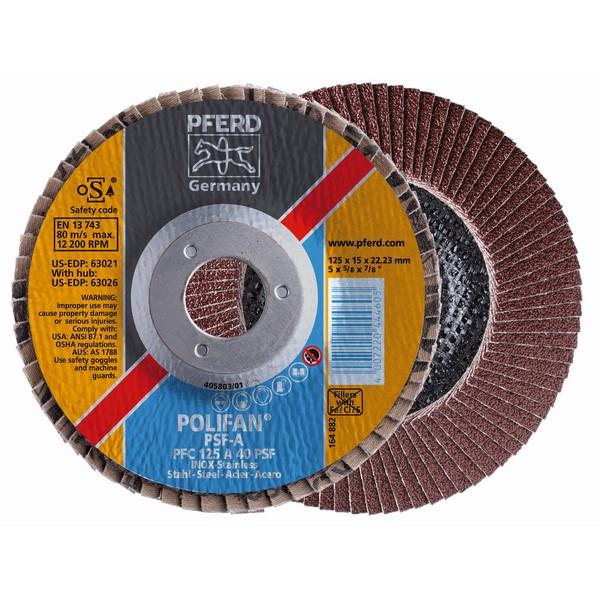 PFERD STEELOX Polifan Flap Discs - Aluminium Oxide PSF - 115mm - 40
