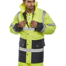 Beeswift Hi Vis Two Tone Traffic Jacket - Yellow / Navy