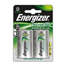 Energizer D Rechargeable Batteries - Pack 2