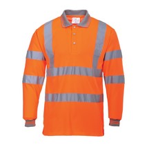 Portwest Hi Vis Long Sleeved Polo Top - Orange