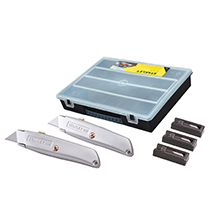 99E Trimming Knife Twin Pack with 50 Spare Blades in Organiser