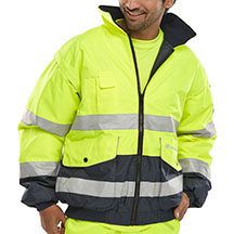 Beeswift Hi Vis Two Tone Bomber Jacket - Yellow / Navy