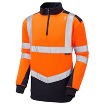 Leo Tapeley Eco-Vis Hi-Vis 1/4 Zip Sweatshirt - Orange