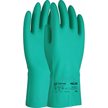 NL15 Flocked Lined Chemical Nitrile Gauntlet- Green