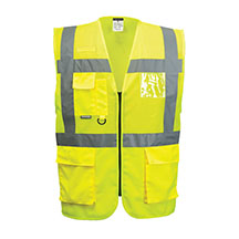 Portwest Madrid Hi-Vis Half Mesh Executive Vest - Yellow